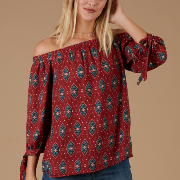 Altar'd State Tops - NWT Alter’d State Red Off Shoulder Aztec